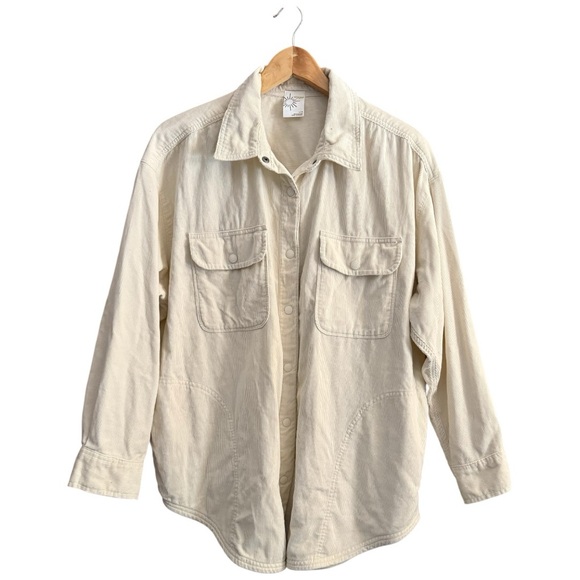 Offline by Aerie Me-Day Oversized Button Down Shirt Jacket in Cream - Size L - Picture 2 of 10